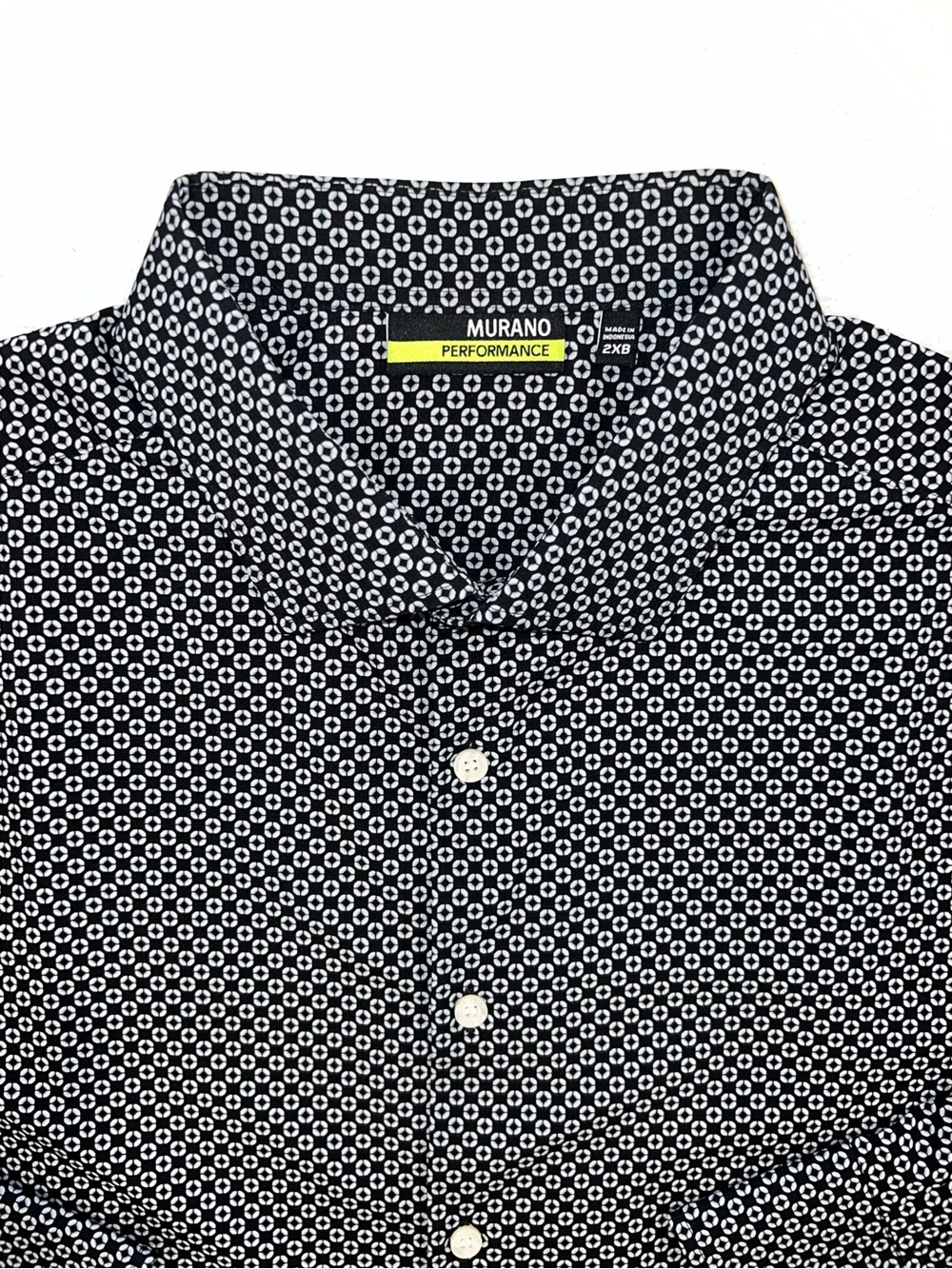 Murano Black and White Geometric Performance Button-Down Shirt
